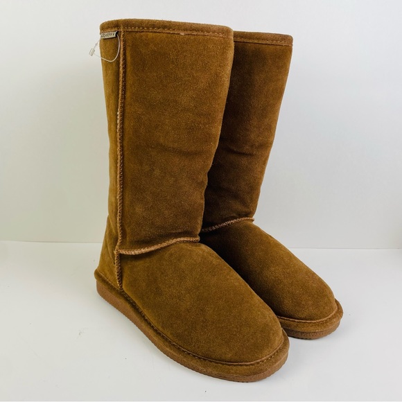 Bearpaw 115W Cloud Suede Brown Mid Calf Boots Sheepskin Lined Women’s Size 6 - Picture 1 of 11